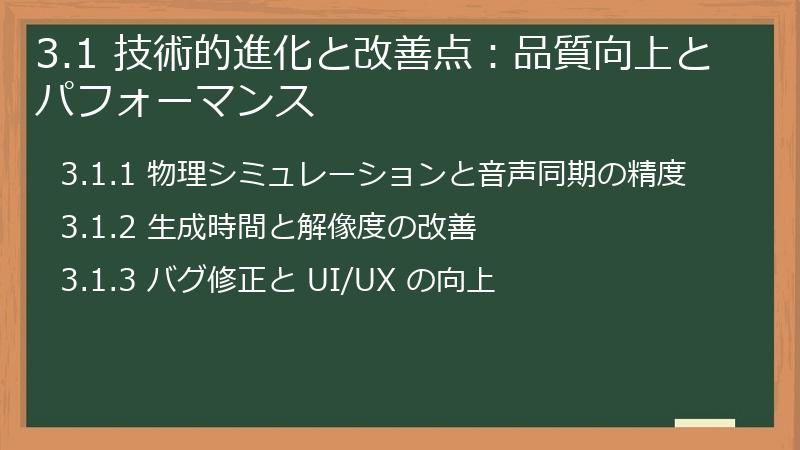 3.1 技術的進化と改善点:品質向上とパフォーマンス