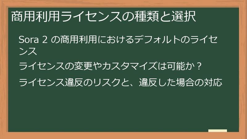 商用利用ライセンスの種類と選択