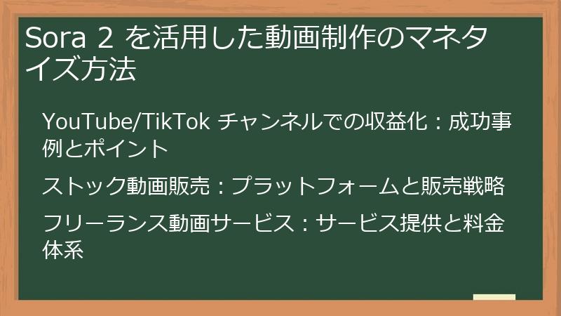 Sora 2 を活用した動画制作のマネタイズ方法