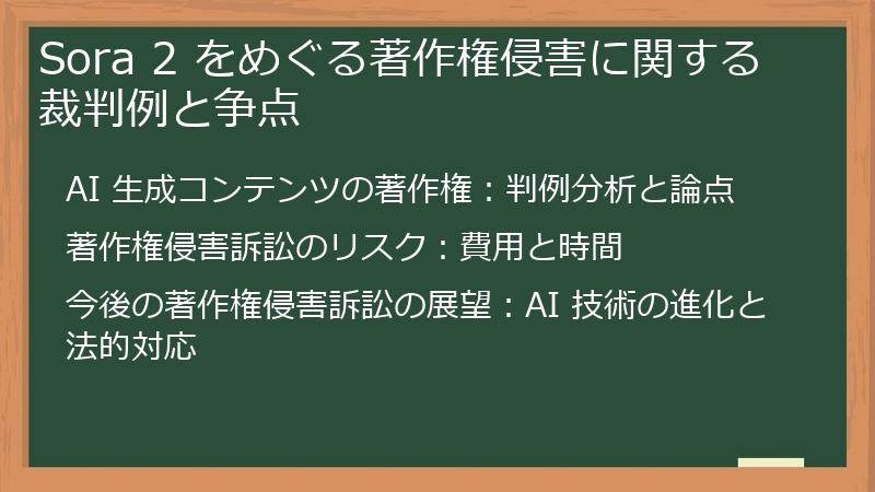 Sora 2 をめぐる著作権侵害に関する裁判例と争点