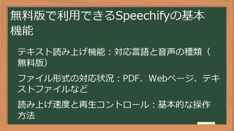 無料版で利用できるSpeechifyの基本機能