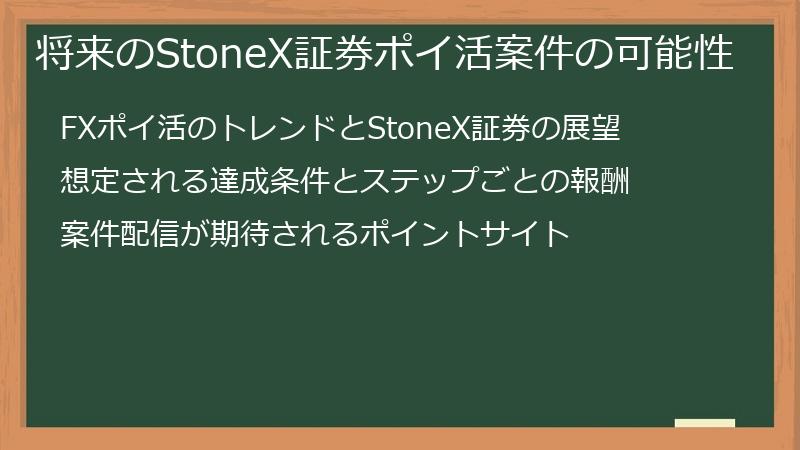 将来のStoneX証券ポイ活案件の可能性