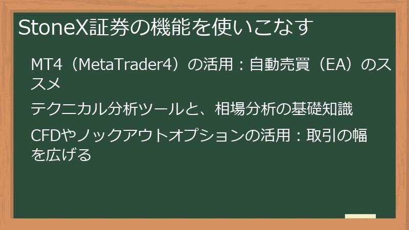 StoneX証券の機能を使いこなす