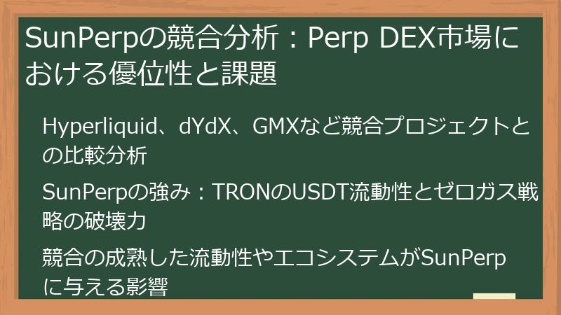 SunPerpの競合分析:Perp DEX市場における優位性と課題