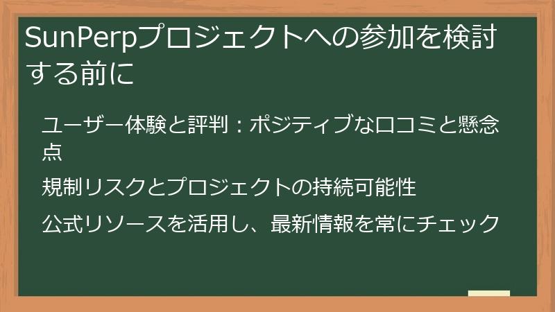 SunPerpプロジェクトへの参加を検討する前に