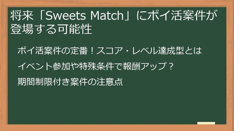 将来「Sweets Match」にポイ活案件が登場する可能性