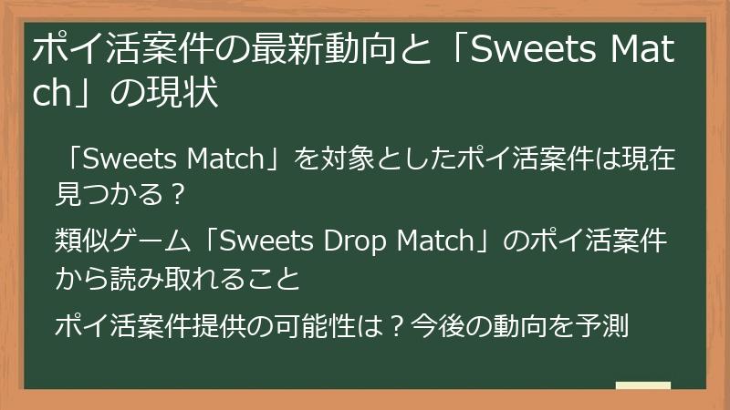ポイ活案件の最新動向と「Sweets Match」の現状