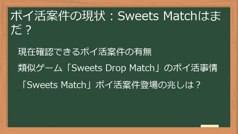 ポイ活案件の現状：Sweets Matchはまだ？