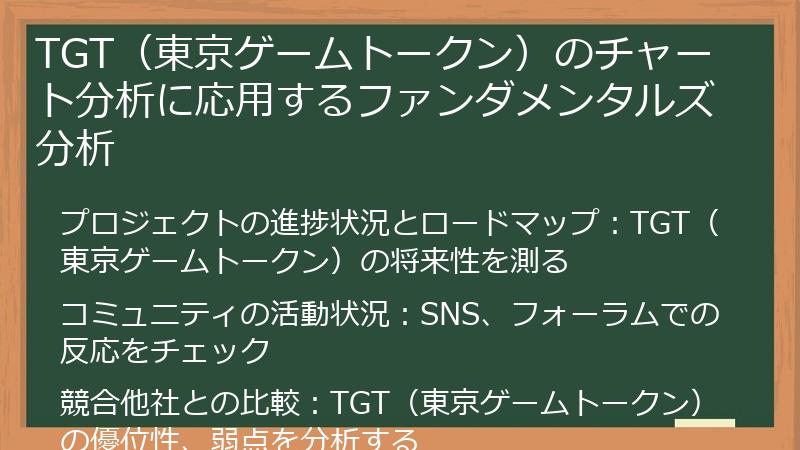 TGT（東京ゲームトークン）のチャート分析に応用するファンダメンタルズ分析