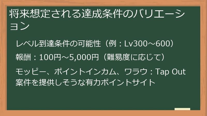 将来想定される達成条件のバリエーション