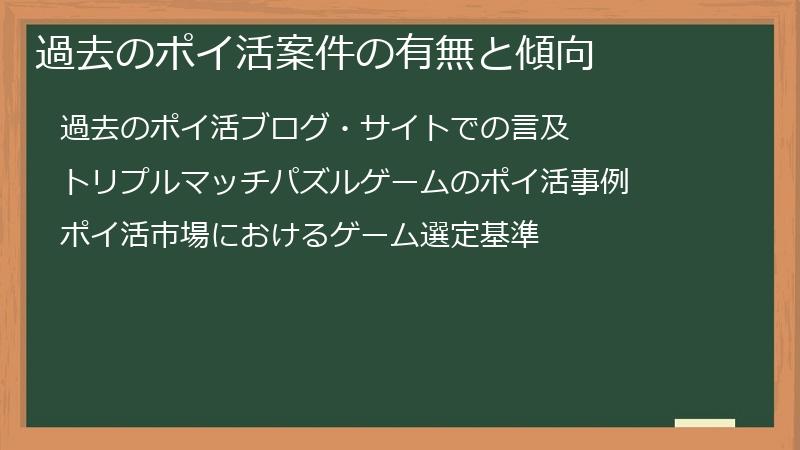 過去のポイ活案件の有無と傾向