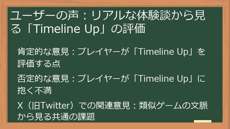 ユーザーの声：リアルな体験談から見る「Timeline Up」の評価