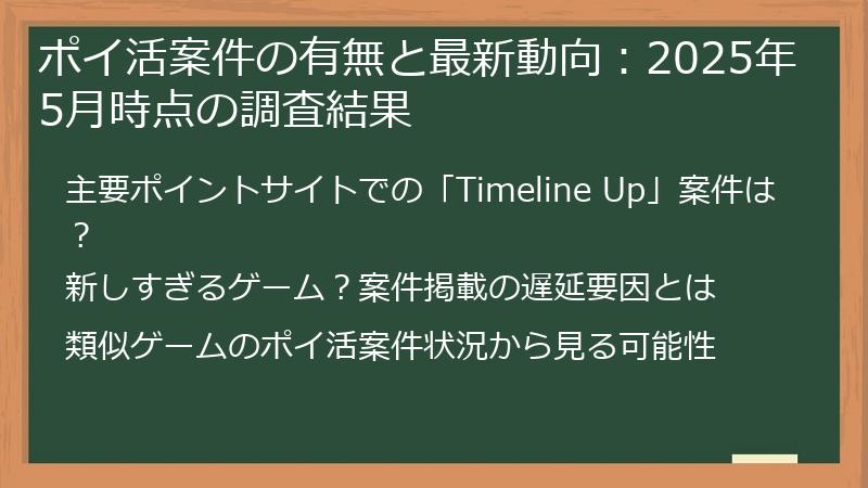 ポイ活案件の有無と最新動向：2025年5月時点の調査結果