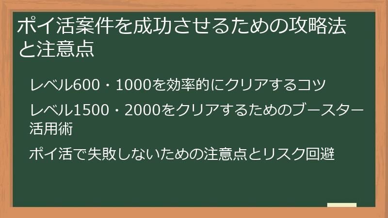 ポイ活案件を成功させるための攻略法と注意点