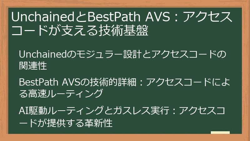 UnchainedとBestPath AVS：アクセスコードが支える技術基盤