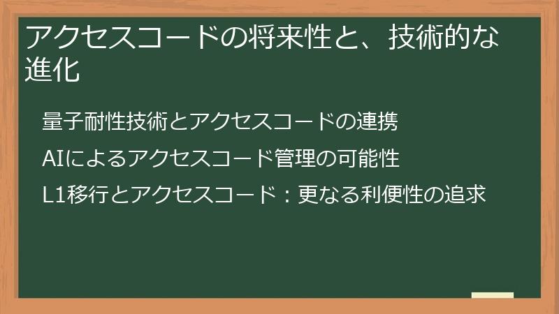 アクセスコードの将来性と、技術的な進化