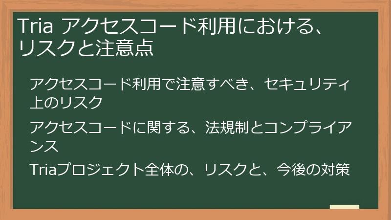 Tria アクセスコード利用における、リスクと注意点