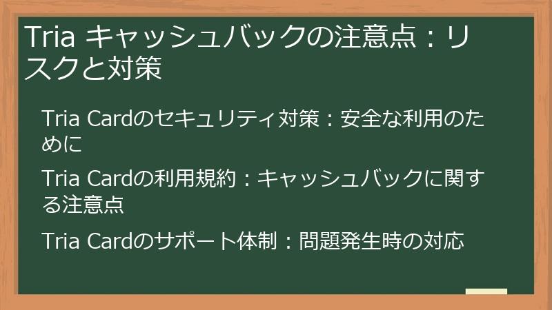 Tria キャッシュバックの注意点:リスクと対策