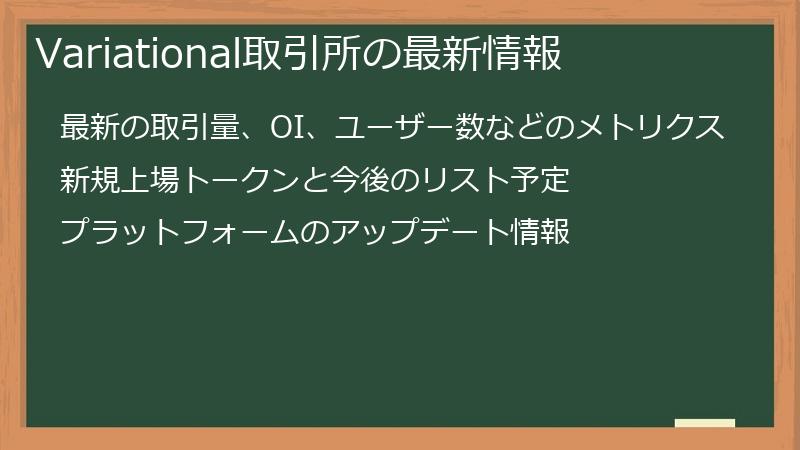 Variational取引所の最新情報