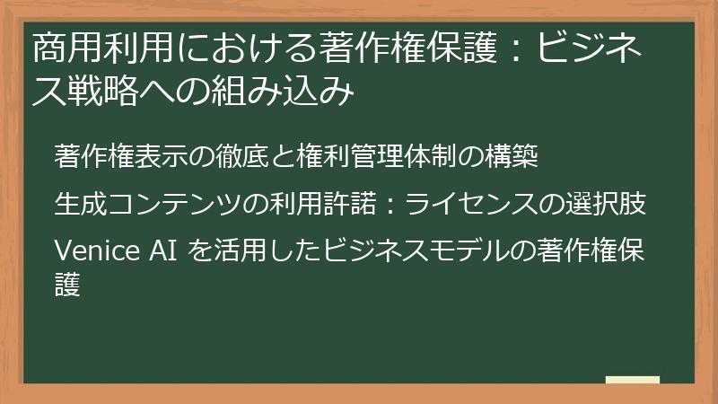 商用利用における著作権保護：ビジネス戦略への組み込み