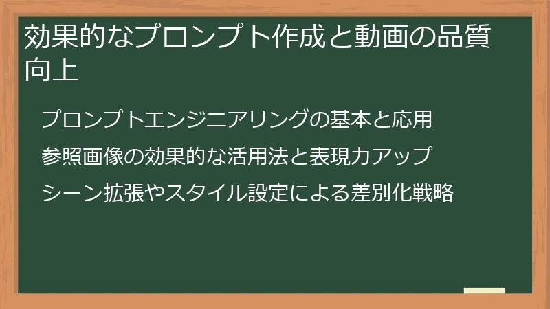 効果的なプロンプト作成と動画の品質向上