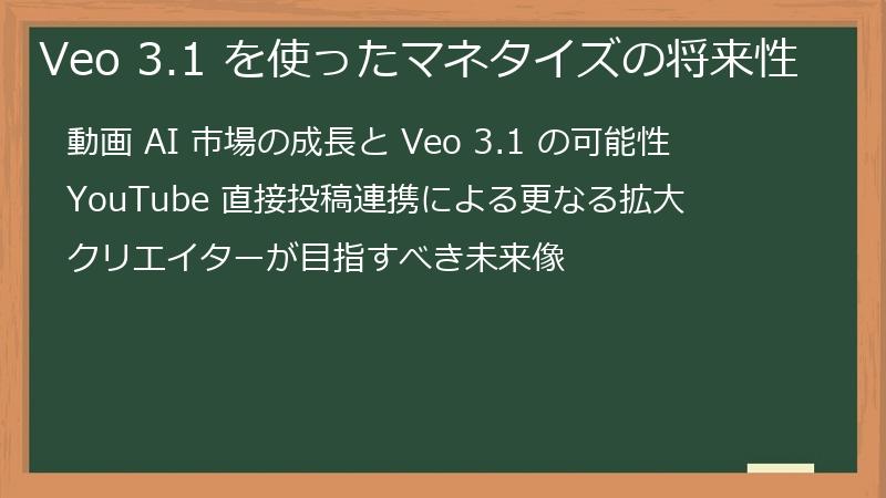Veo 3.1 を使ったマネタイズの将来性