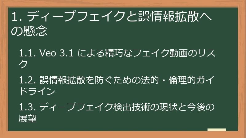 1. ディープフェイクと誤情報拡散への懸念
