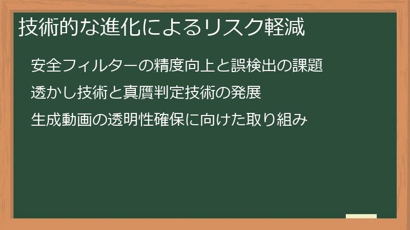 技術的な進化によるリスク軽減