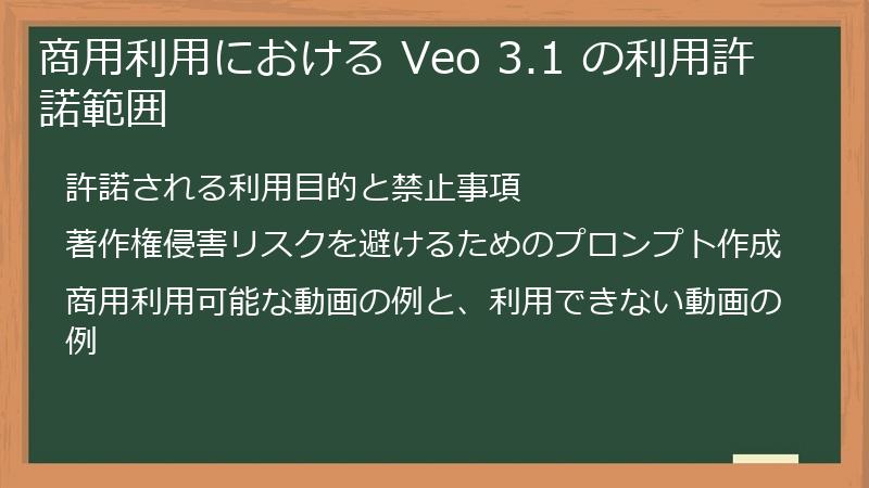 商用利用における Veo 3.1 の利用許諾範囲