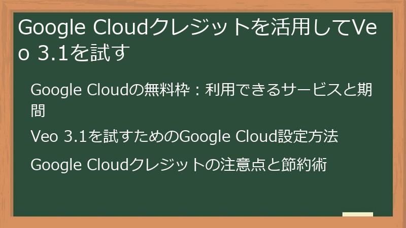 Google Cloudクレジットを活用してVeo 3.1を試す