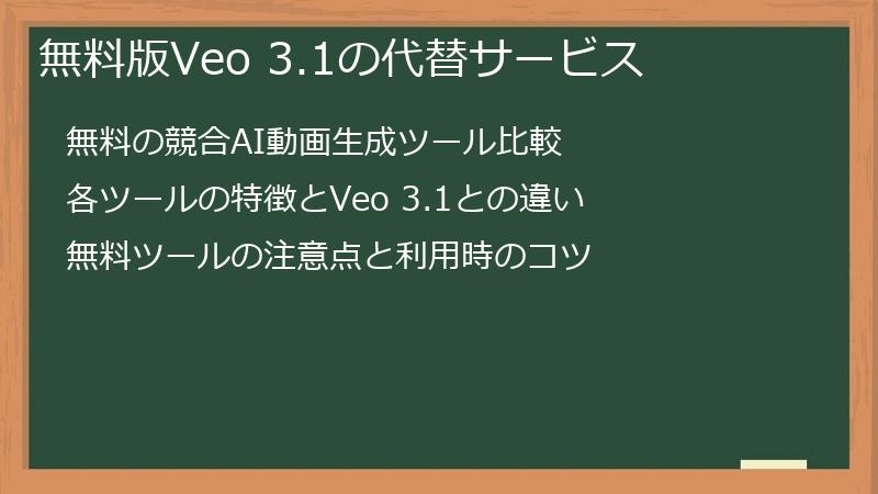 無料版Veo 3.1の代替サービス