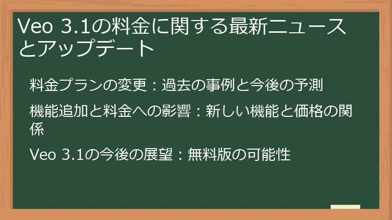 Veo 3.1の料金に関する最新ニュースとアップデート