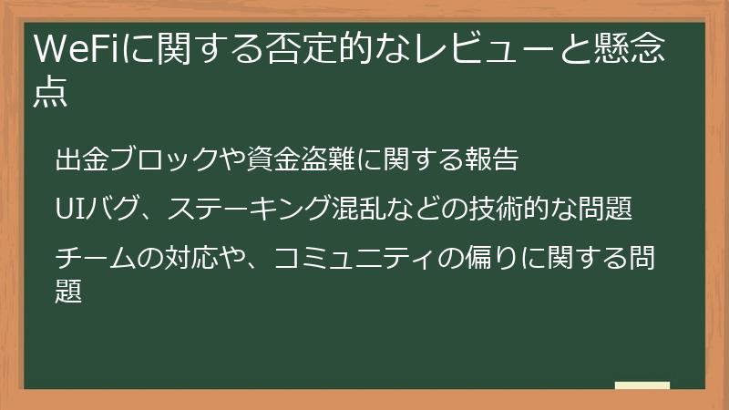 WeFiに関する否定的なレビューと懸念点