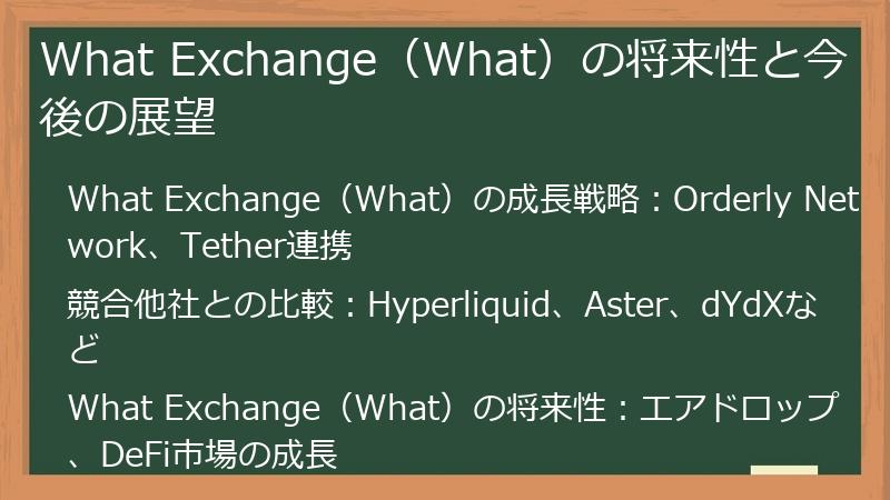 What Exchange(What)の将来性と今後の展望