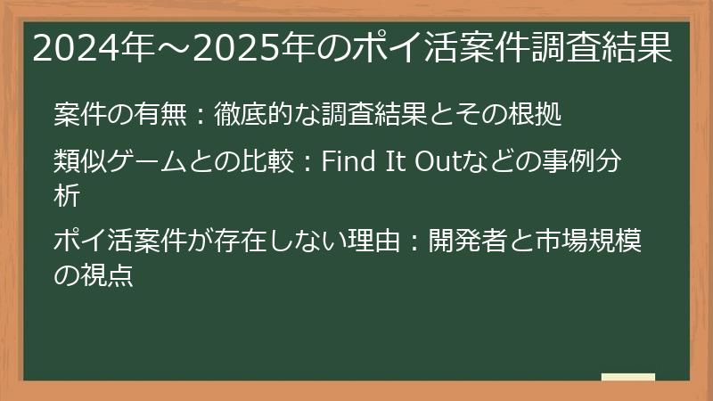 2024年〜2025年のポイ活案件調査結果