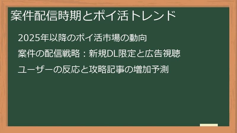 案件配信時期とポイ活トレンド
