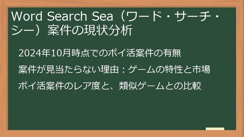 Word Search Sea（ワード・サーチ・シー）案件の現状分析