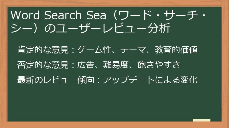 Word Search Sea（ワード・サーチ・シー）のユーザーレビュー分析