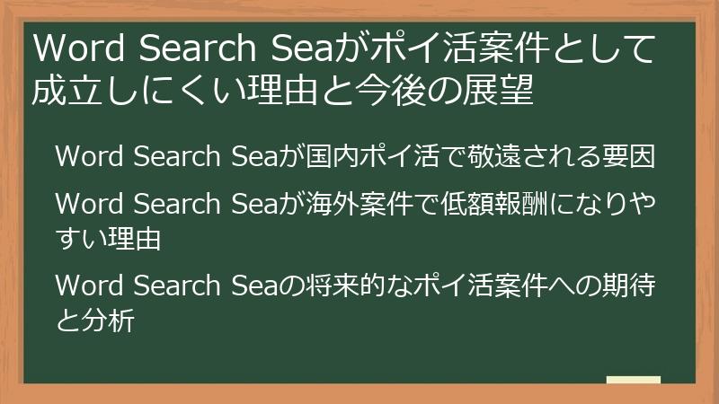 Word Search Seaがポイ活案件として成立しにくい理由と今後の展望