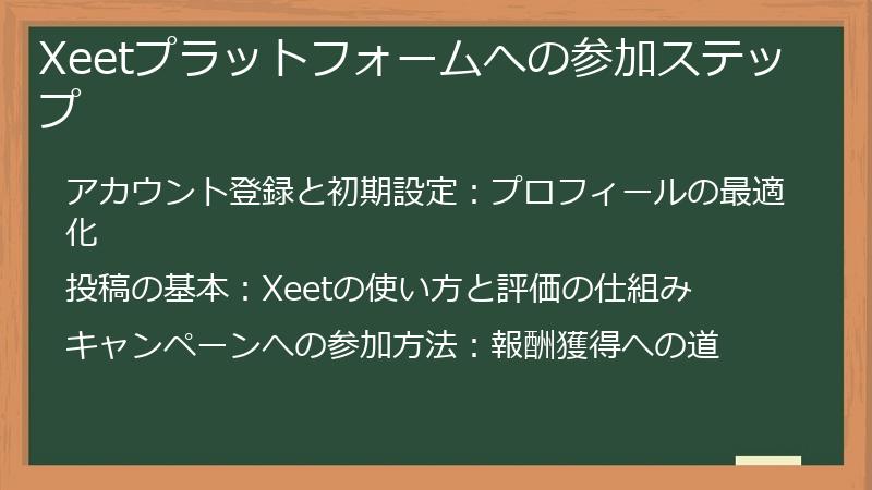Xeetプラットフォームへの参加ステップ