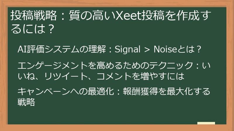 投稿戦略：質の高いXeet投稿を作成するには？