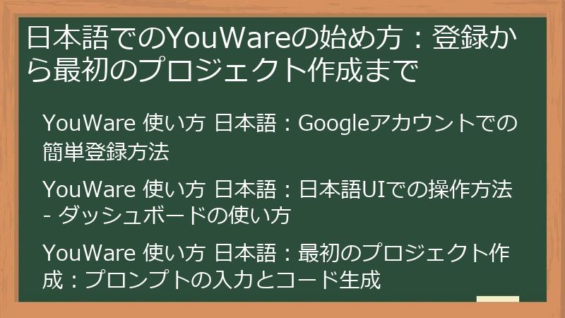 日本語でのYouWareの始め方:登録から最初のプロジェクト作成まで