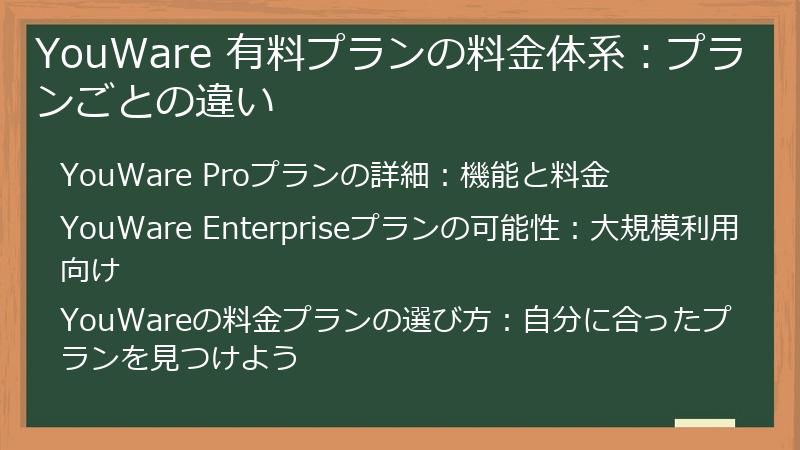 YouWare 有料プランの料金体系：プランごとの違い