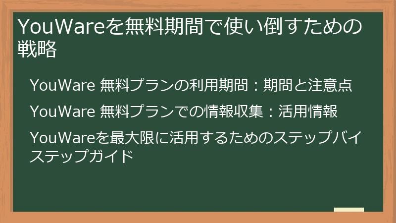 YouWareを無料期間で使い倒すための戦略