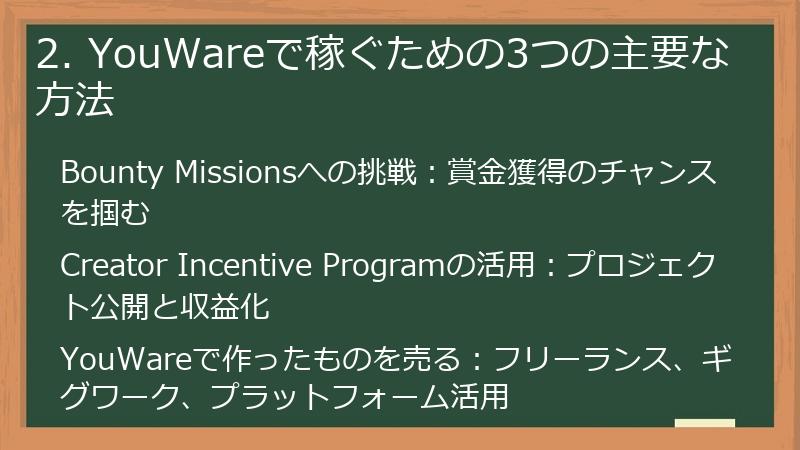 2. YouWareで稼ぐための3つの主要な方法