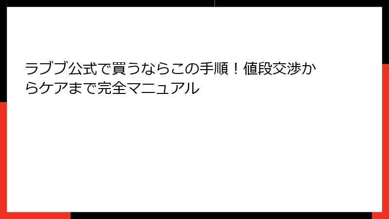 ラブブ公式で買うならこの手順！値段交渉からケアまで完全マニュアル