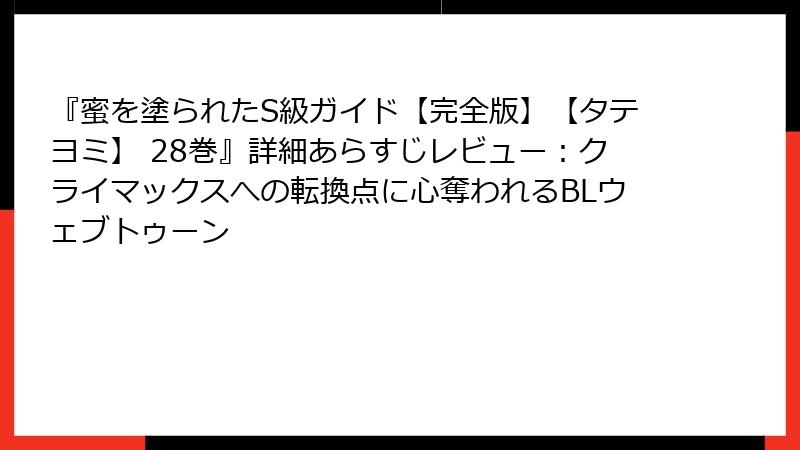 『蜜を塗られたS級ガイド【完全版】【タテヨミ】 28巻』詳細あらすじレビュー：クライマックスへの転換点に心奪われるBLウェブトゥーン