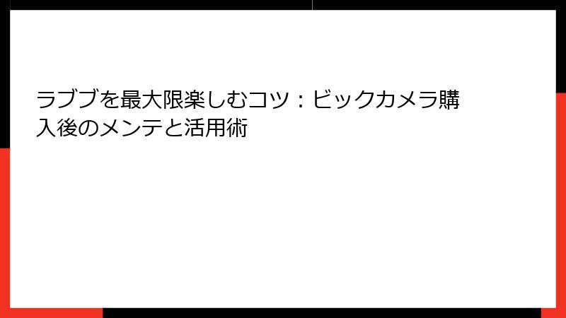 ラブブを最大限楽しむコツ：ビックカメラ購入後のメンテと活用術