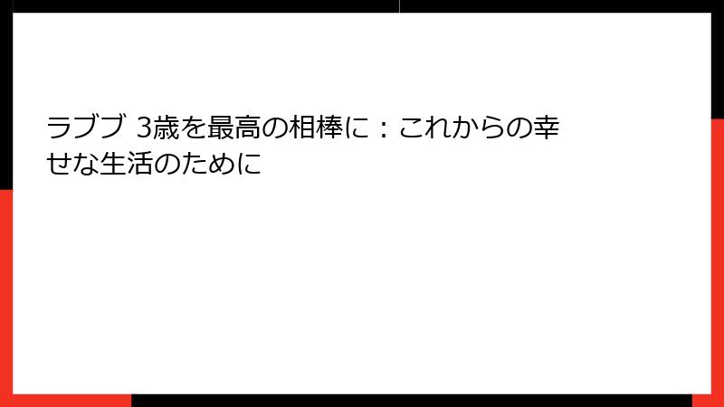 ラブブ 3歳を最高の相棒に：これからの幸せな生活のために
