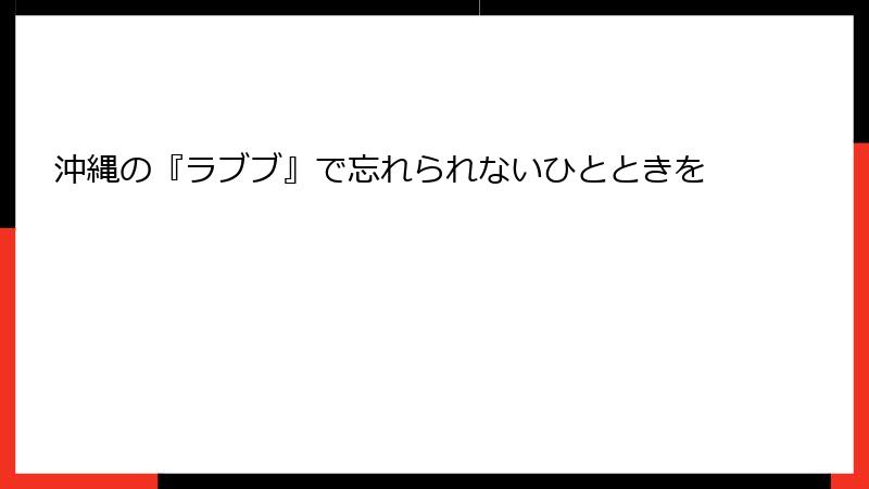 沖縄の『ラブブ』で忘れられないひとときを